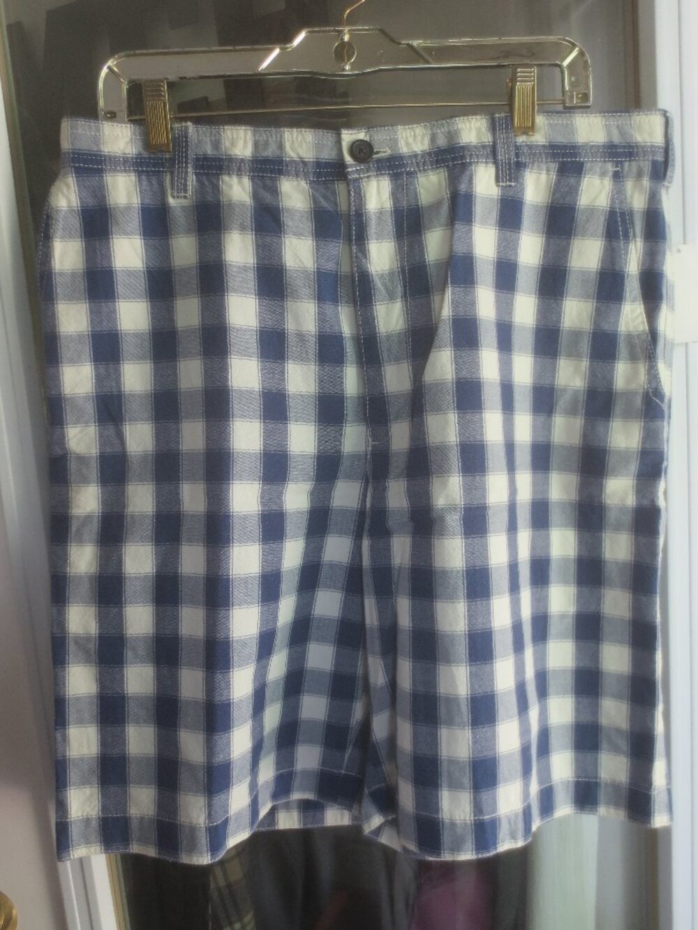 Brand New Classic Blue Checkered Pattern Izod Luxury Sport Casual Cotton Shorts